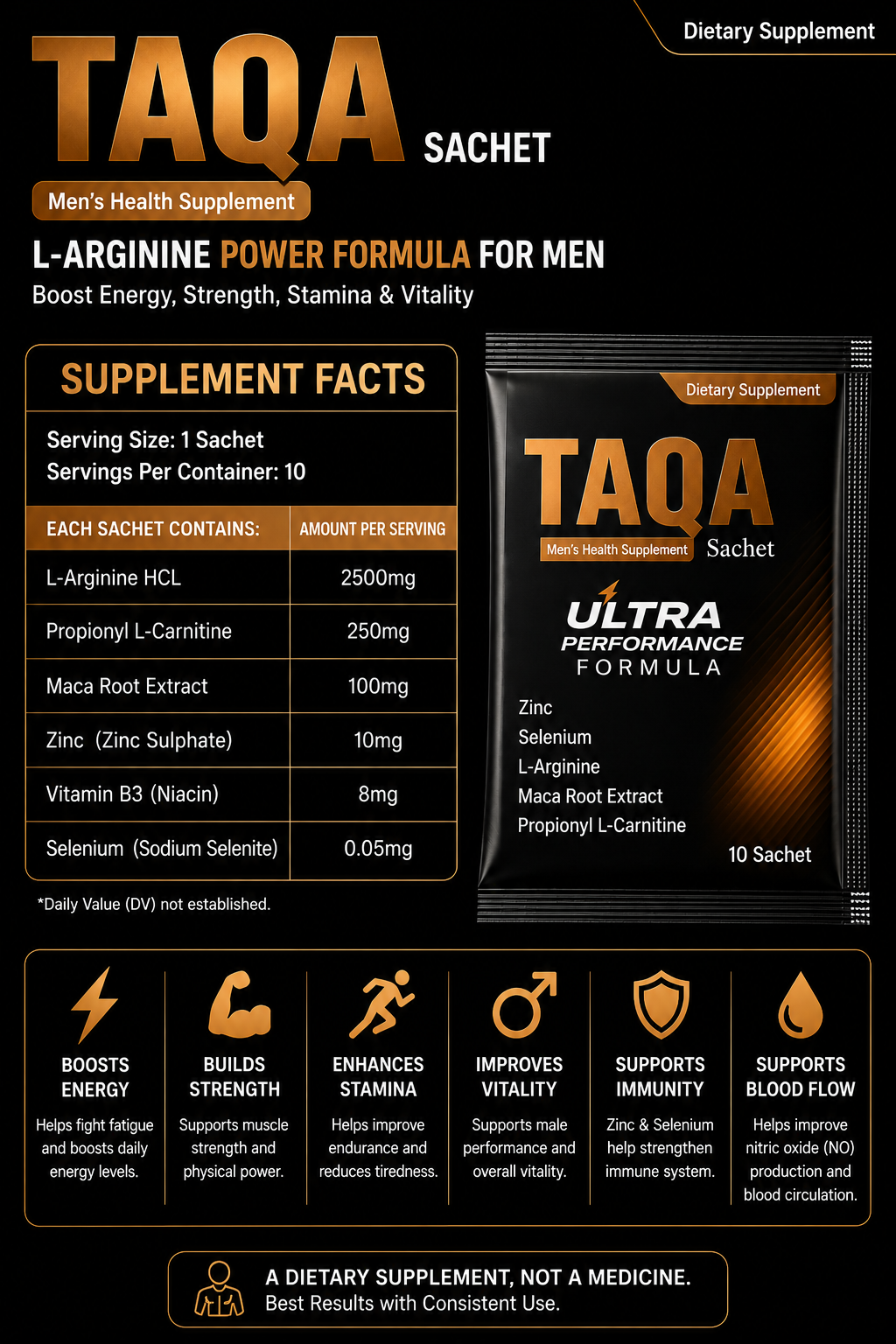 Taqa | L-Arginine energy, strength, stamina and vatility sachet for men