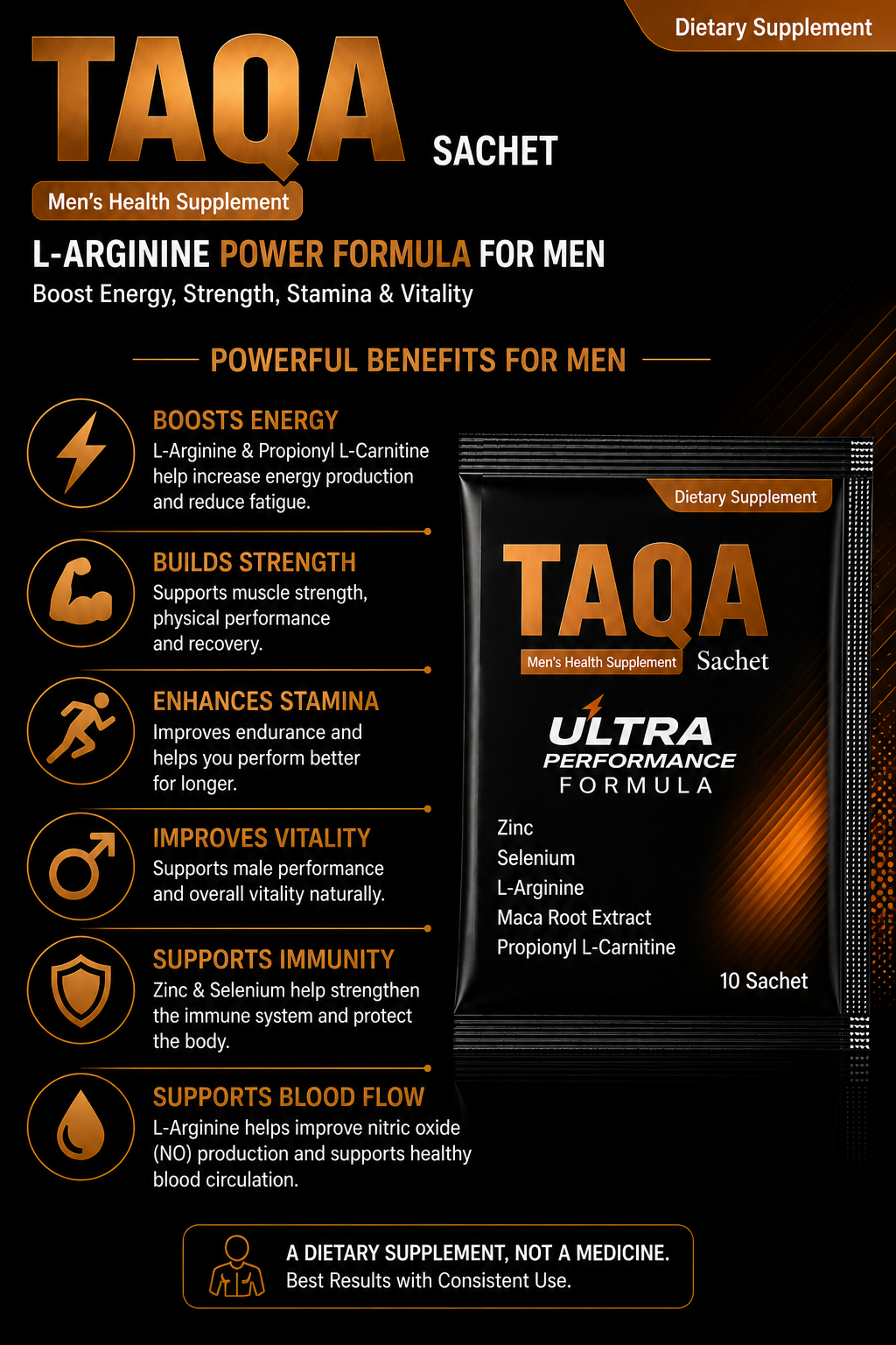 Taqa | L-Arginine energy, strength, stamina and vatility sachet for men