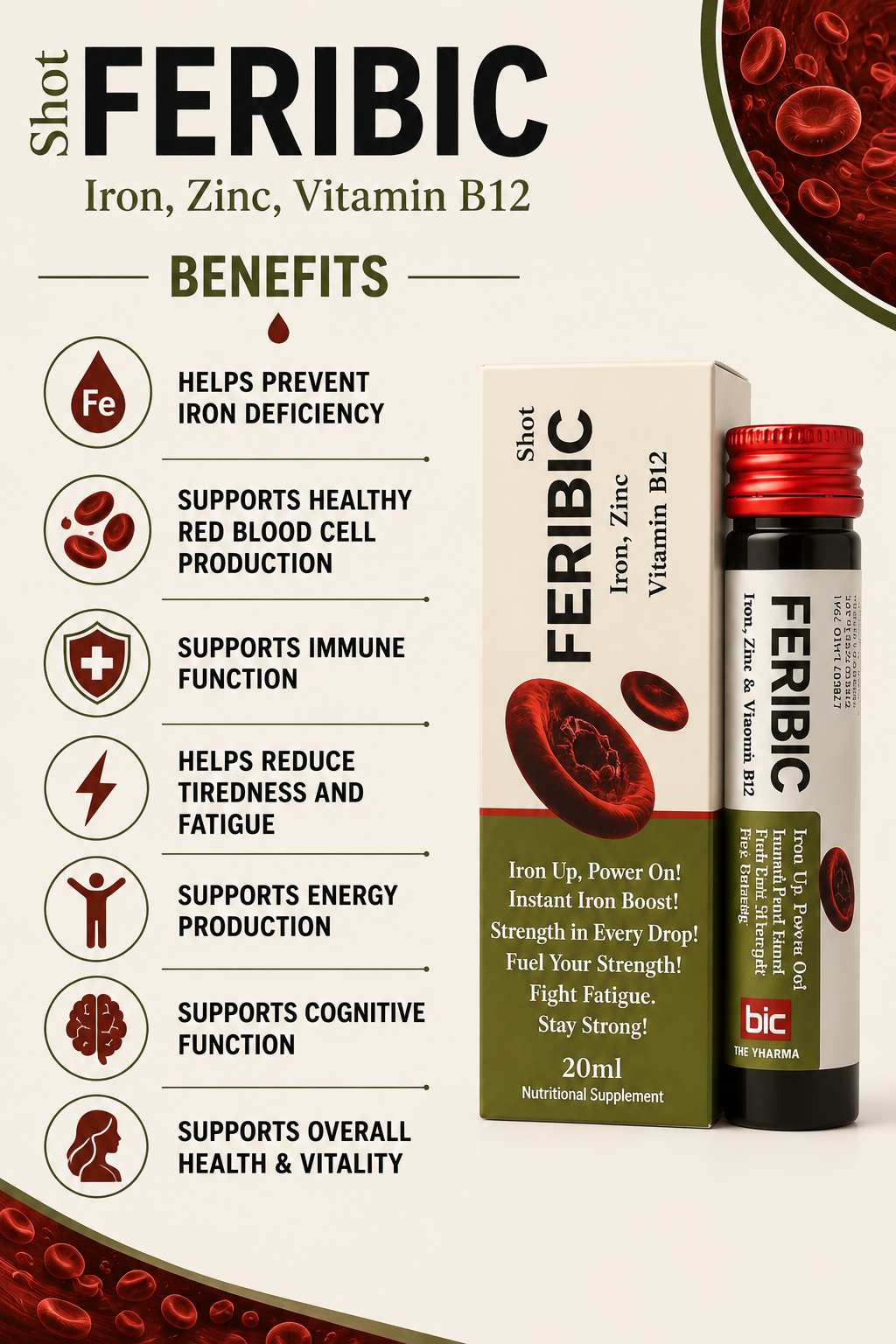 Feribic | Iron shot with multivitamins for anemia support (Bundle of 3)