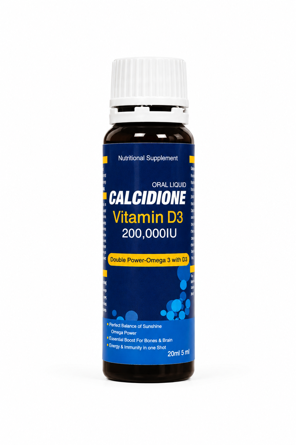 Calcidione - Vitamin D3 + Omega-3  SHOT to support bone strength, immunity Shot (PACK OF 3)