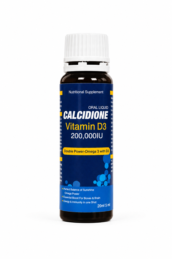 Calcidione - Vitamin D3 + Omega-3  SHOT to support bone strength, immunity Shot (PACK OF 3)
