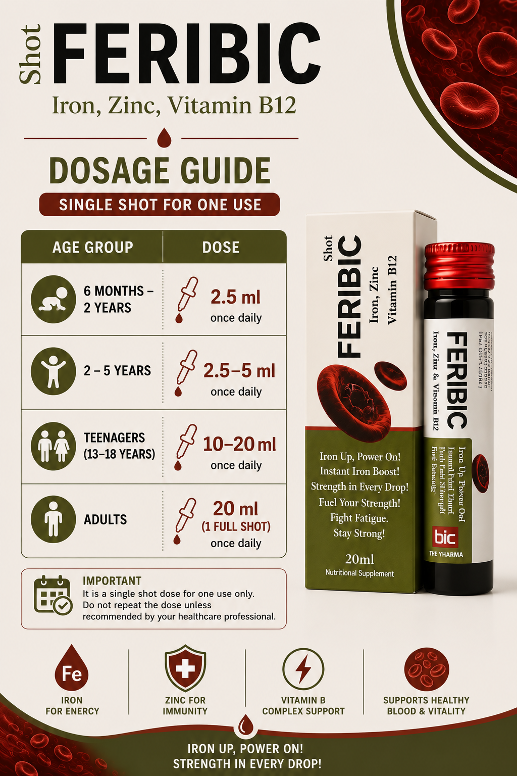 Feribic | Iron shot with multivitamins for anemia support (Bundle of 3)