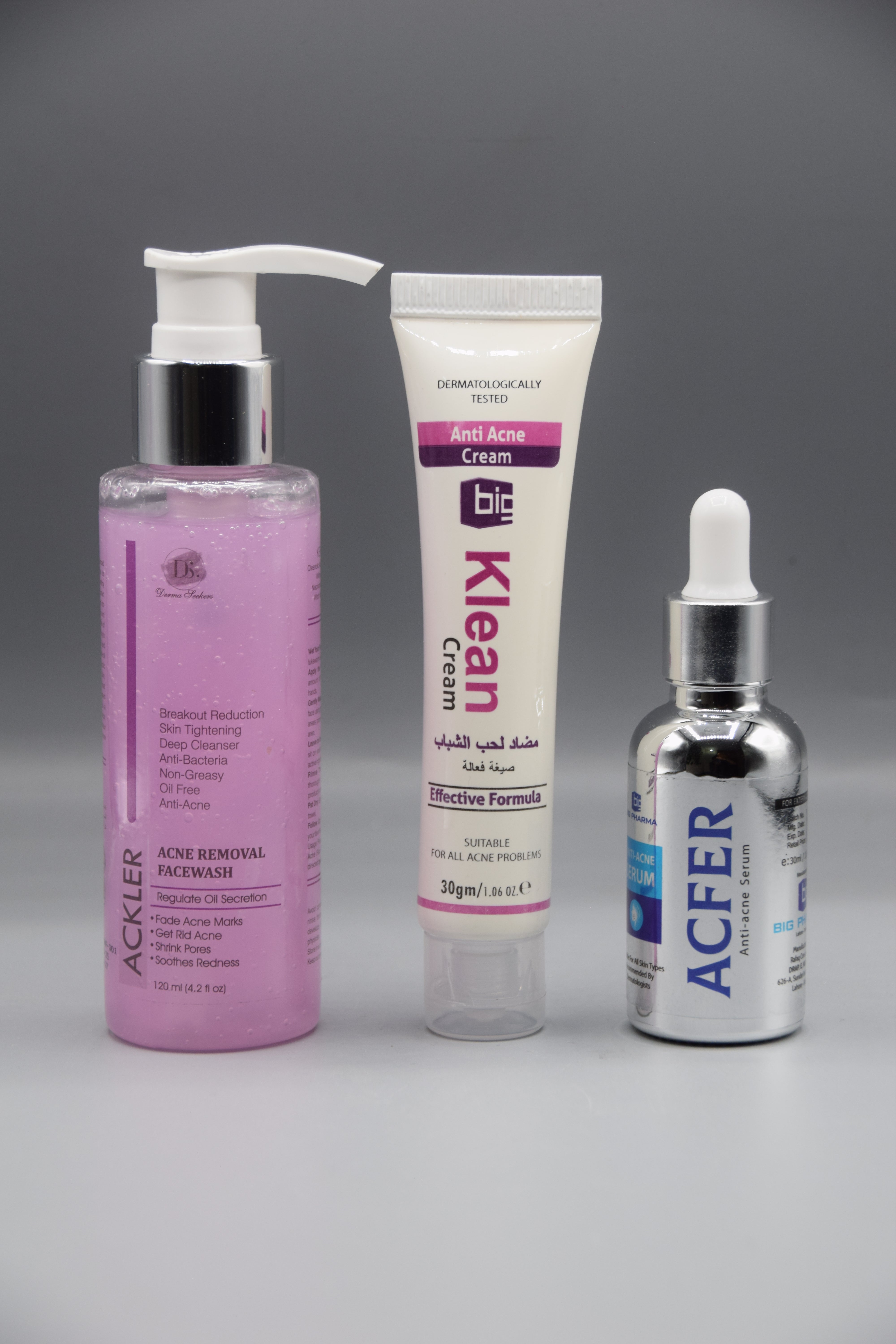 ACFER SERUM + ACLER FACEWASH + KLEAN CREAM