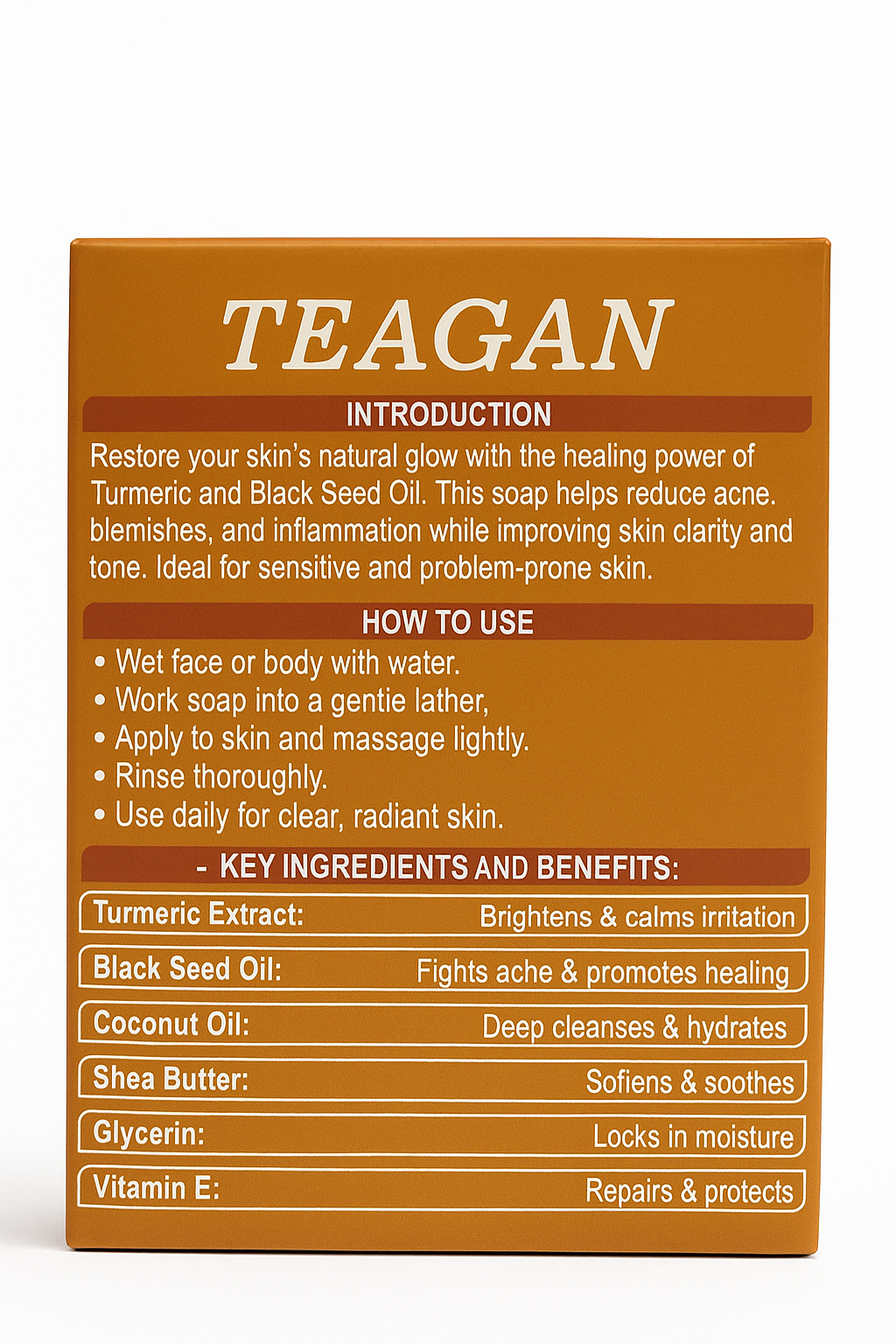 TEAGAN - TURMERIC + BLACK SEED SOAP (Pack of 2))