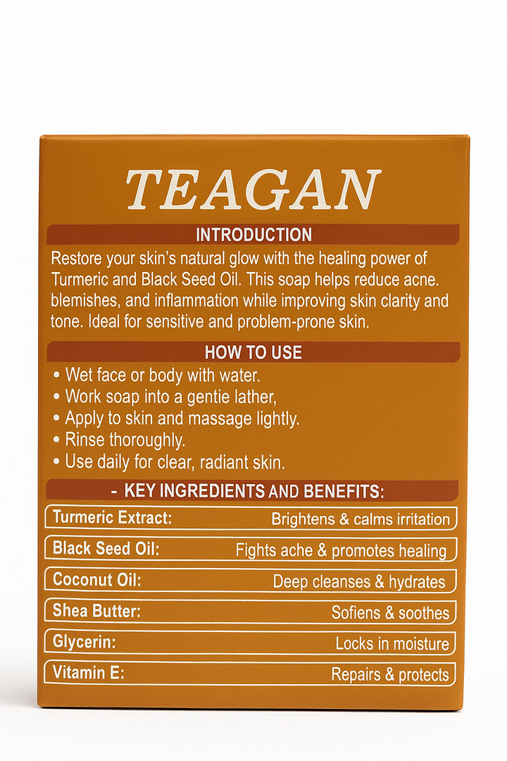TEAGAN - TURMERIC + BLACK SEED SOAP (Pack of 2))
