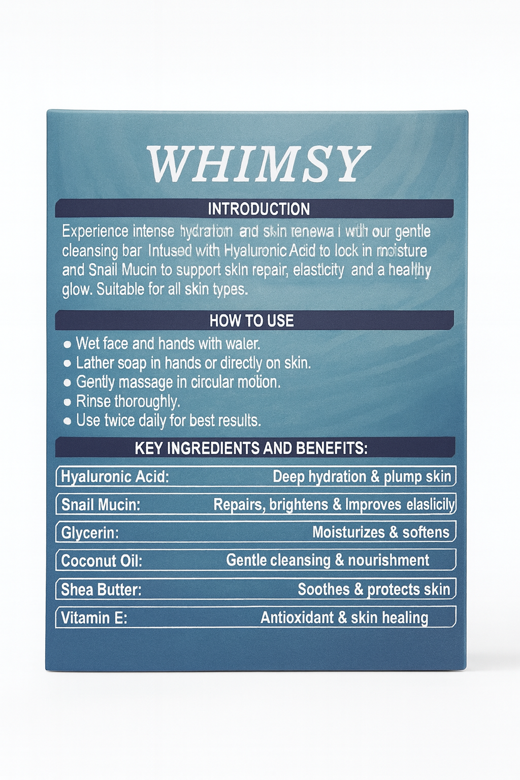 WHIMSY - HYALURONIC ACID + SNAIL MUCIN SOAP (Pack of 2)