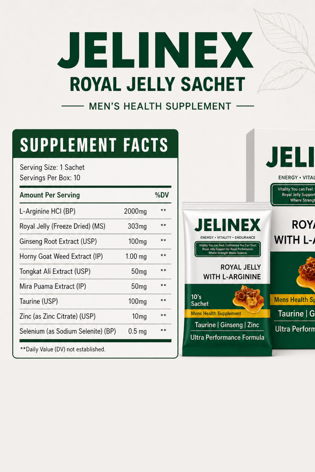 JELINEX Royal Jelly Sachet – Men’s Vitality & Performance Formula