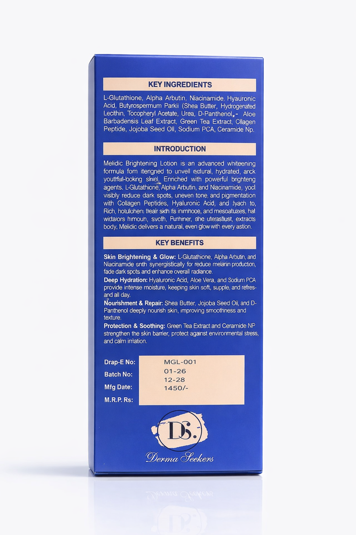 Melidic Brightening lotion| Glutathione Infused Face and Body Lotion