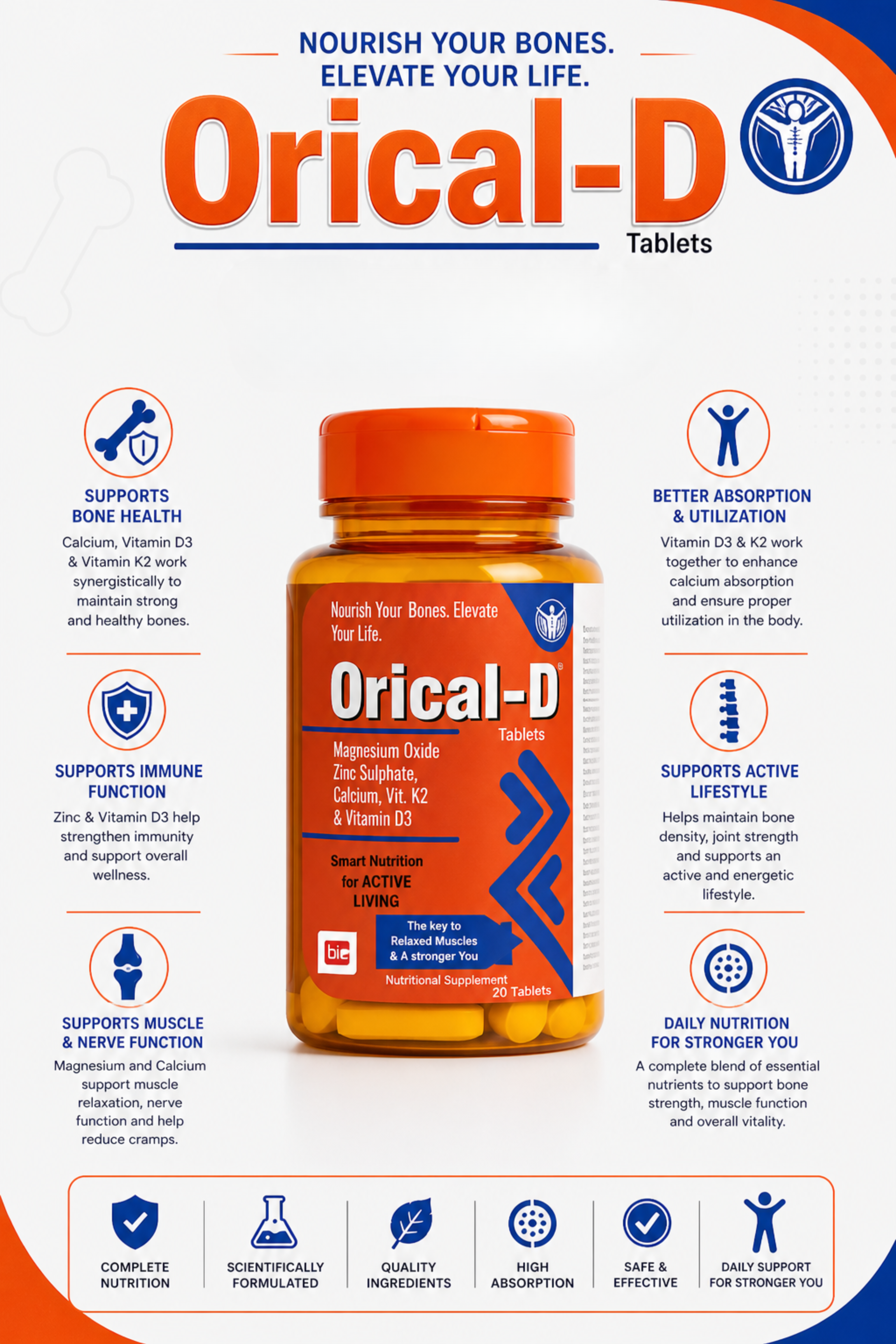 Orical-D Calcium Tablets – Bone Strength & Mineral Support Formula