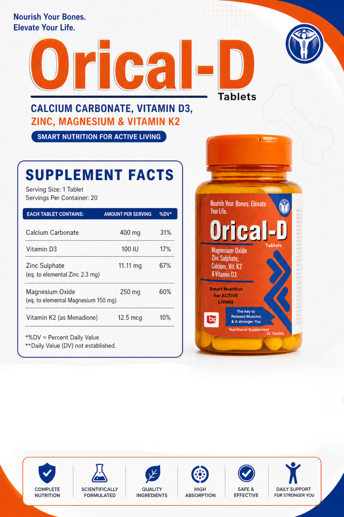 Orical-D Calcium Tablets – Bone Strength & Mineral Support Formula