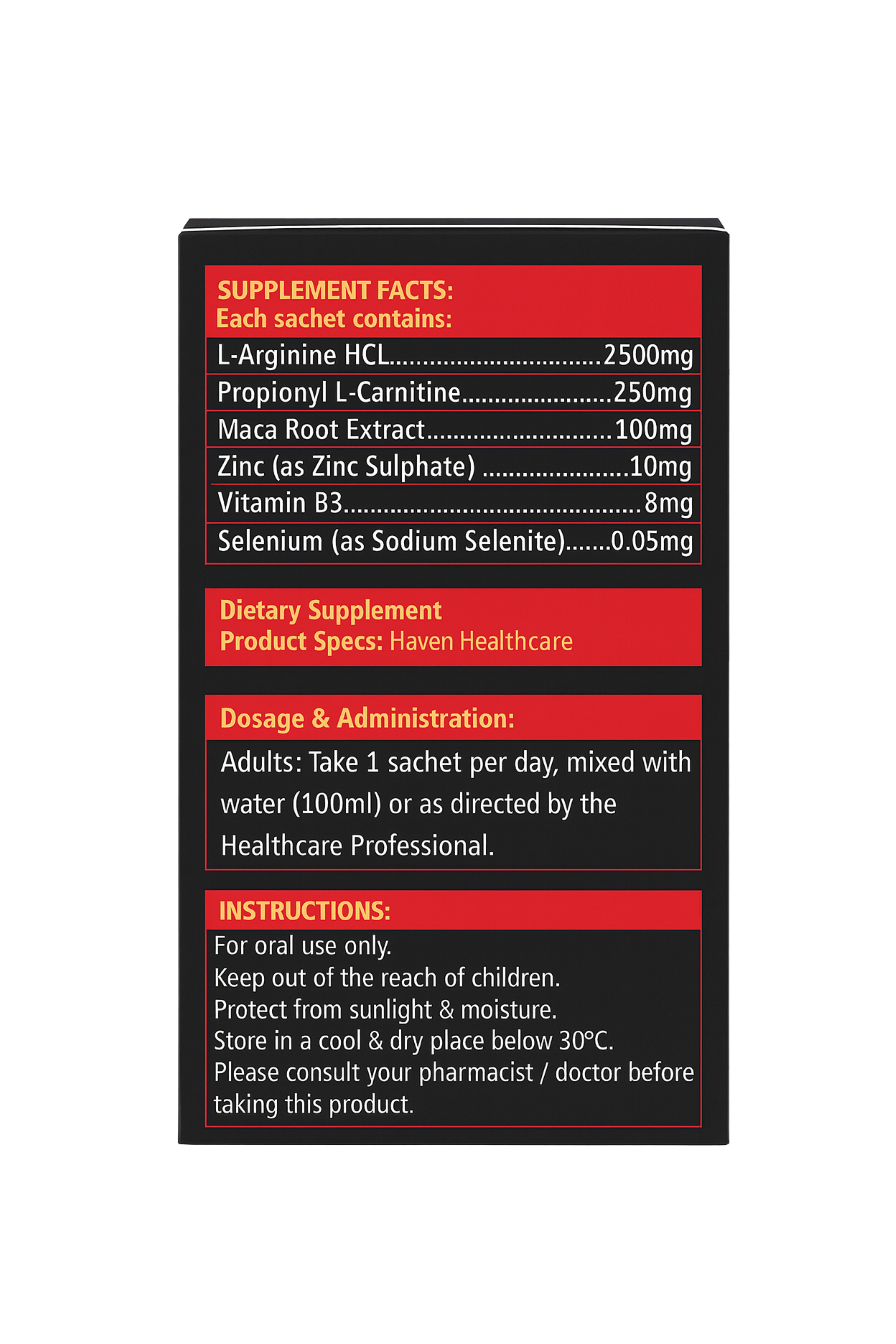 Taqa | L-Arginine energy, strength, stamina and vatility sachet for men