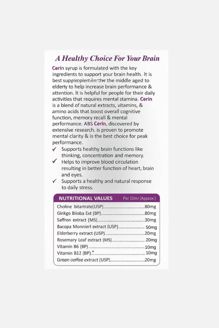 Cerin | Neuro vitality and mental energy syrup