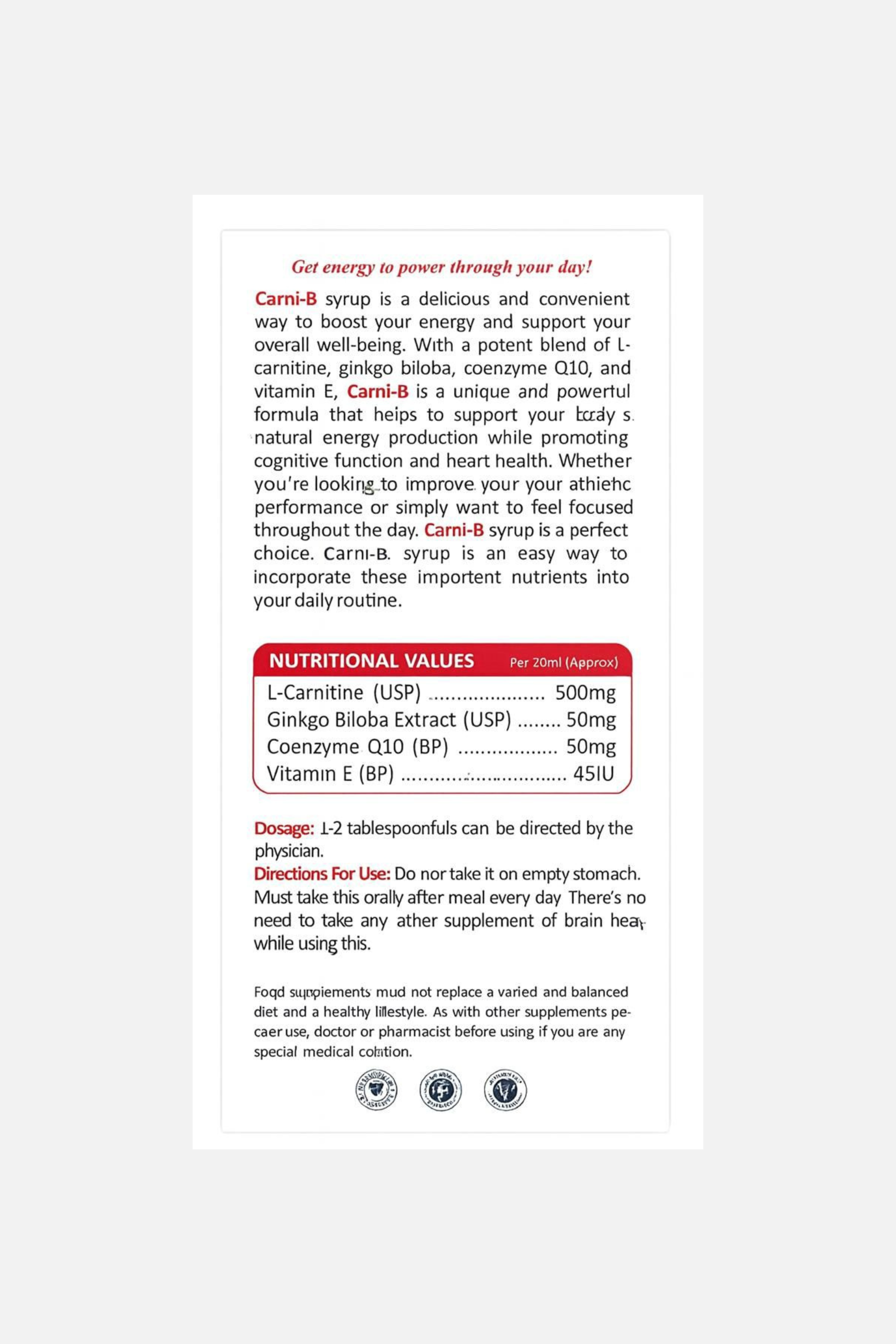 Carni-B | Complete metabolic and nervous system support syrup