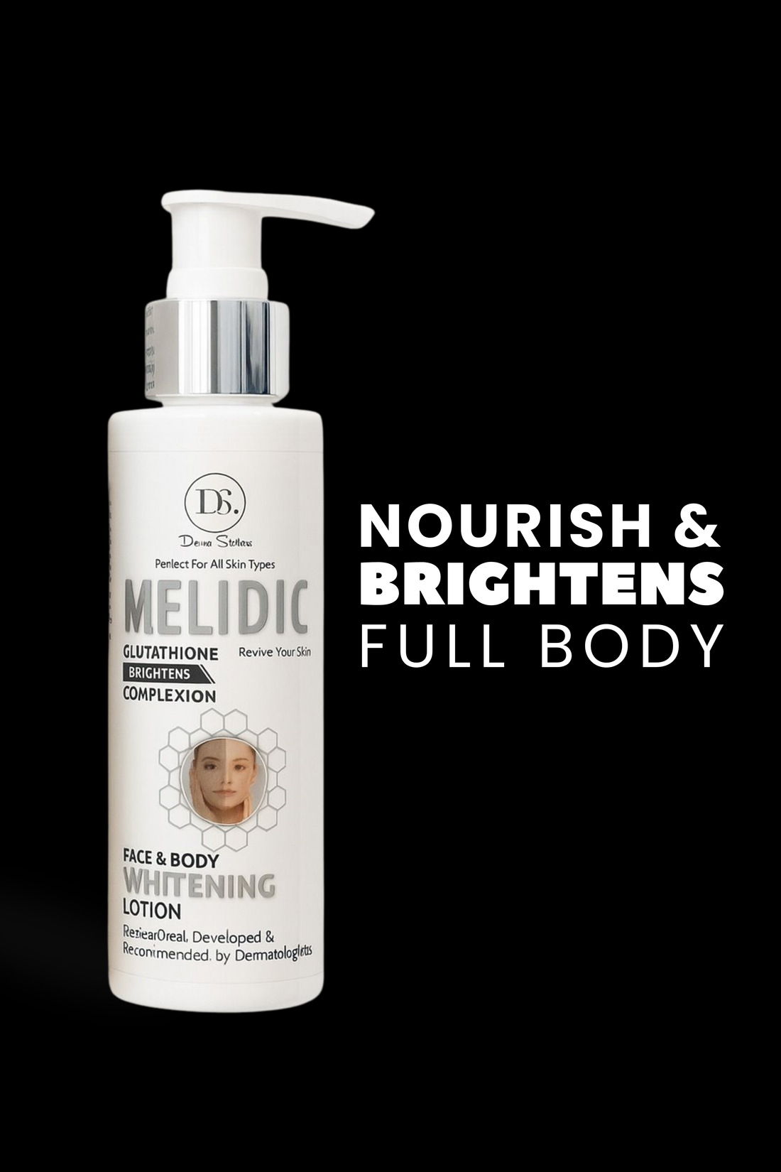 Melidic Brightening lotion| Glutathione Infused Face and Body Lotion