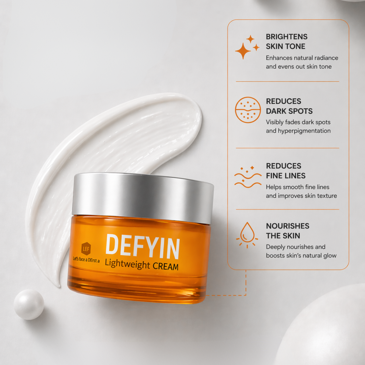 DEFYIN Vitamin C Cream – Advanced Whitening Night Cream for Glowing ...