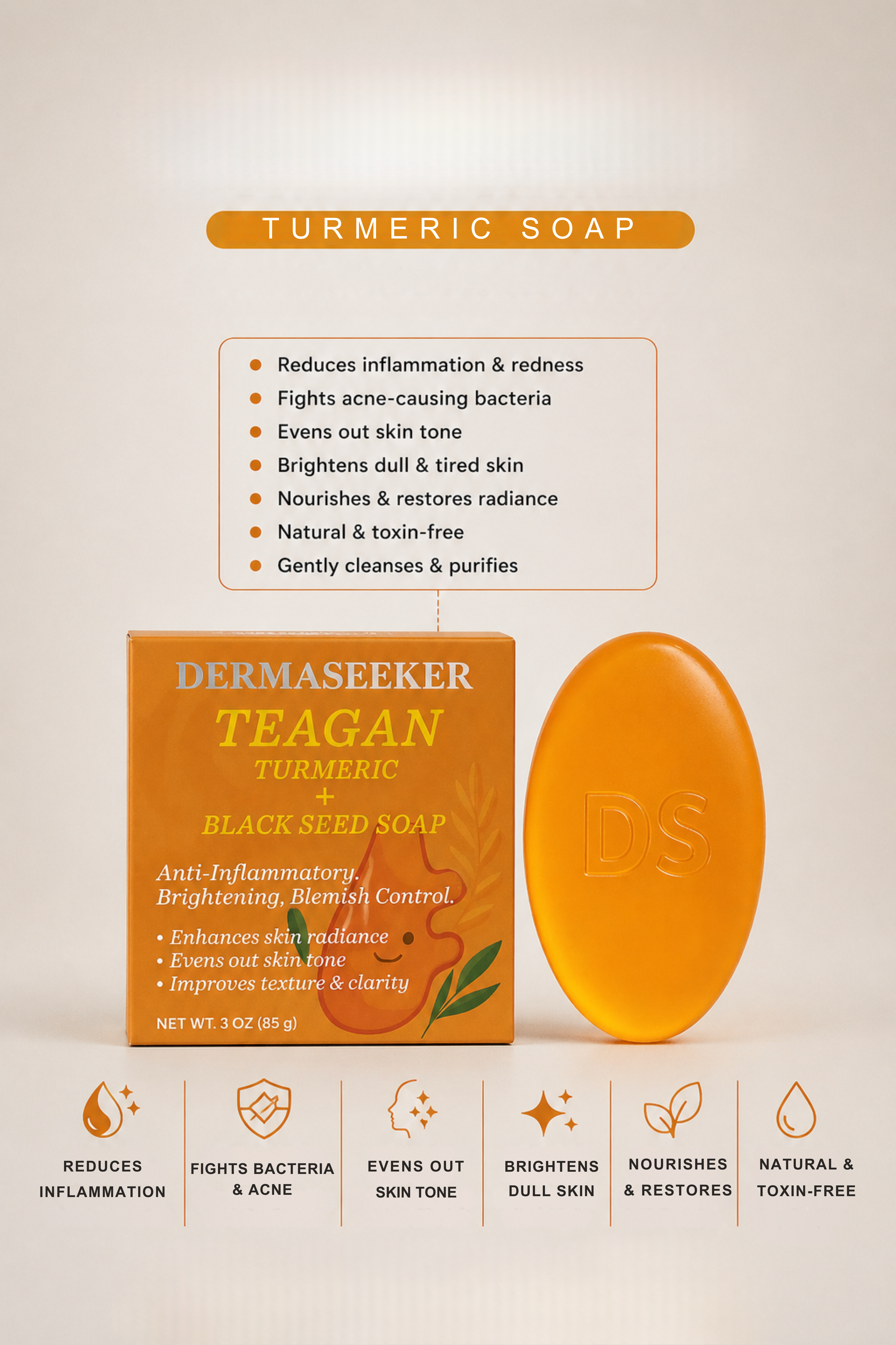 TEAGAN - TURMERIC + BLACK SEED SOAP (Pack of 2))