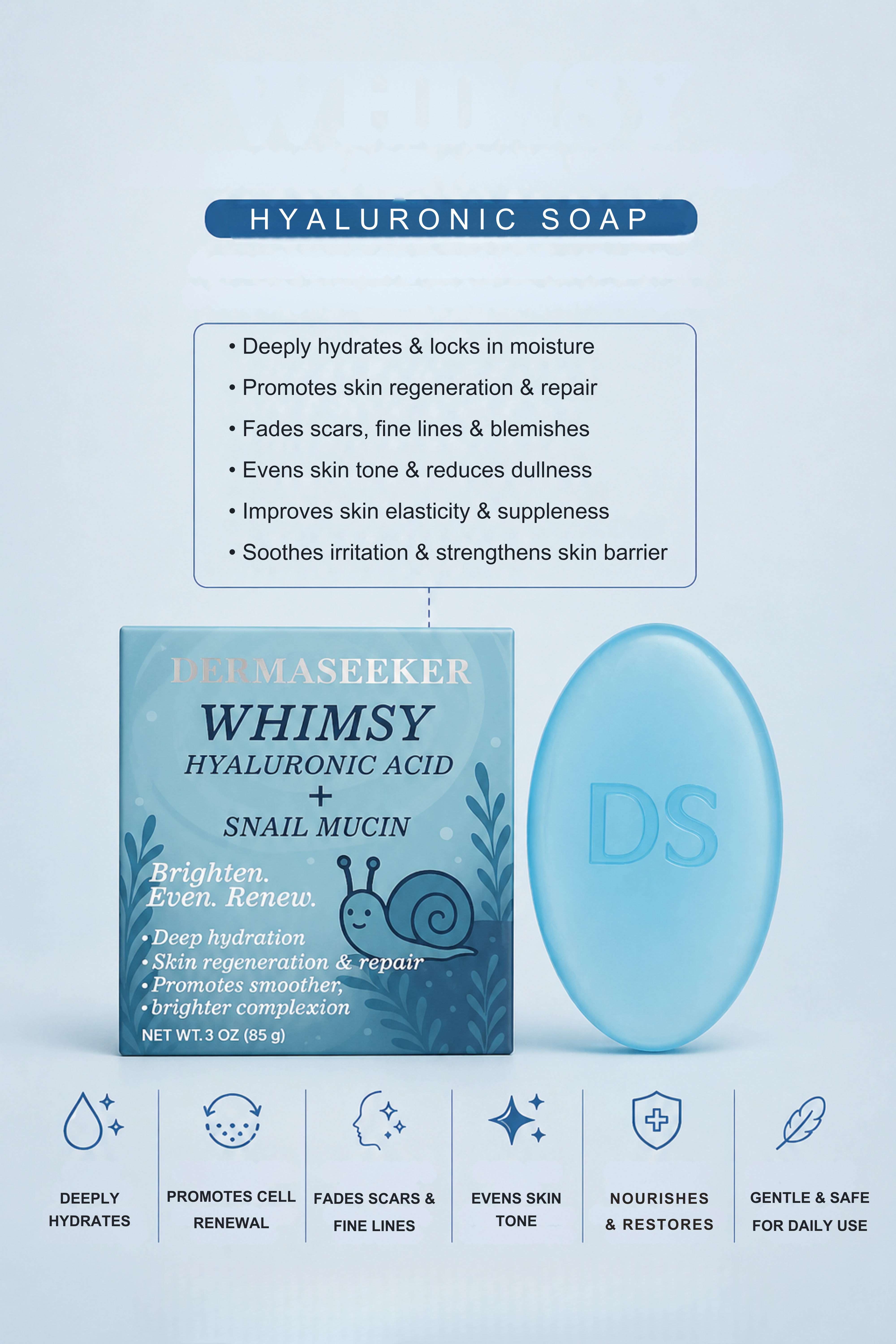 WHIMSY - HYALURONIC ACID + SNAIL MUCIN SOAP (Pack of 2)