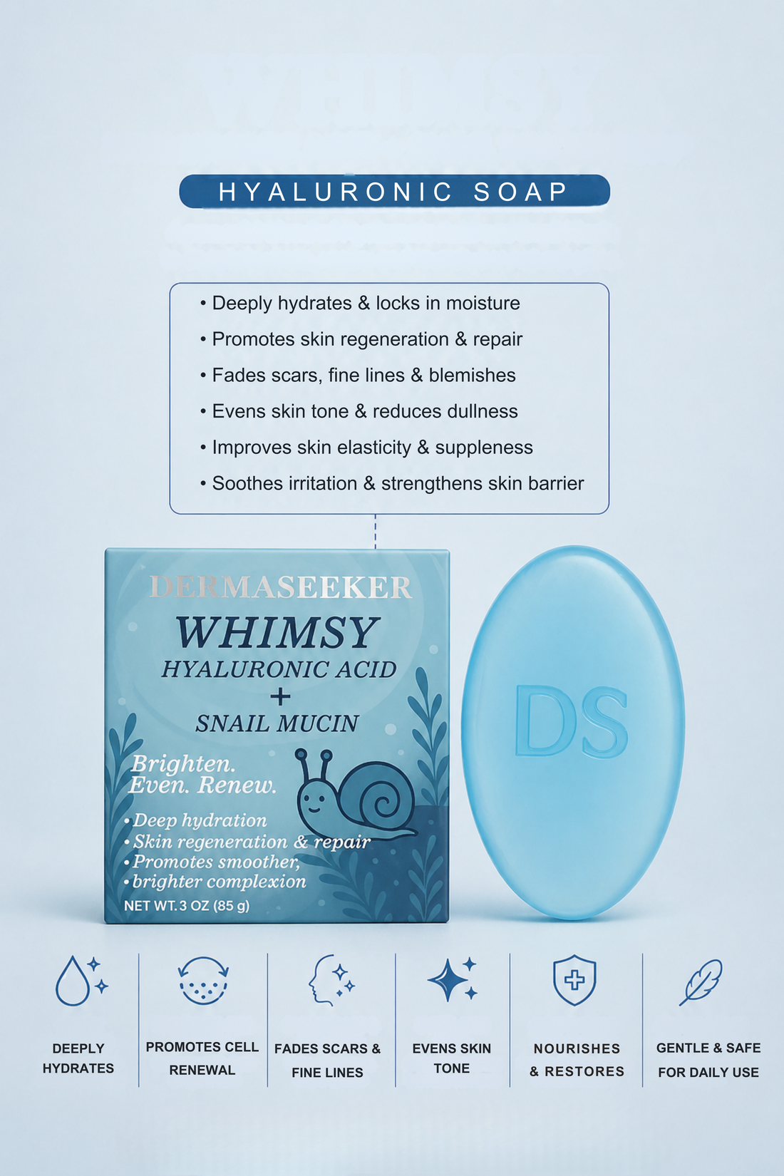 WHIMSY - HYALURONIC ACID + SNAIL MUCIN SOAP (Pack of 2)