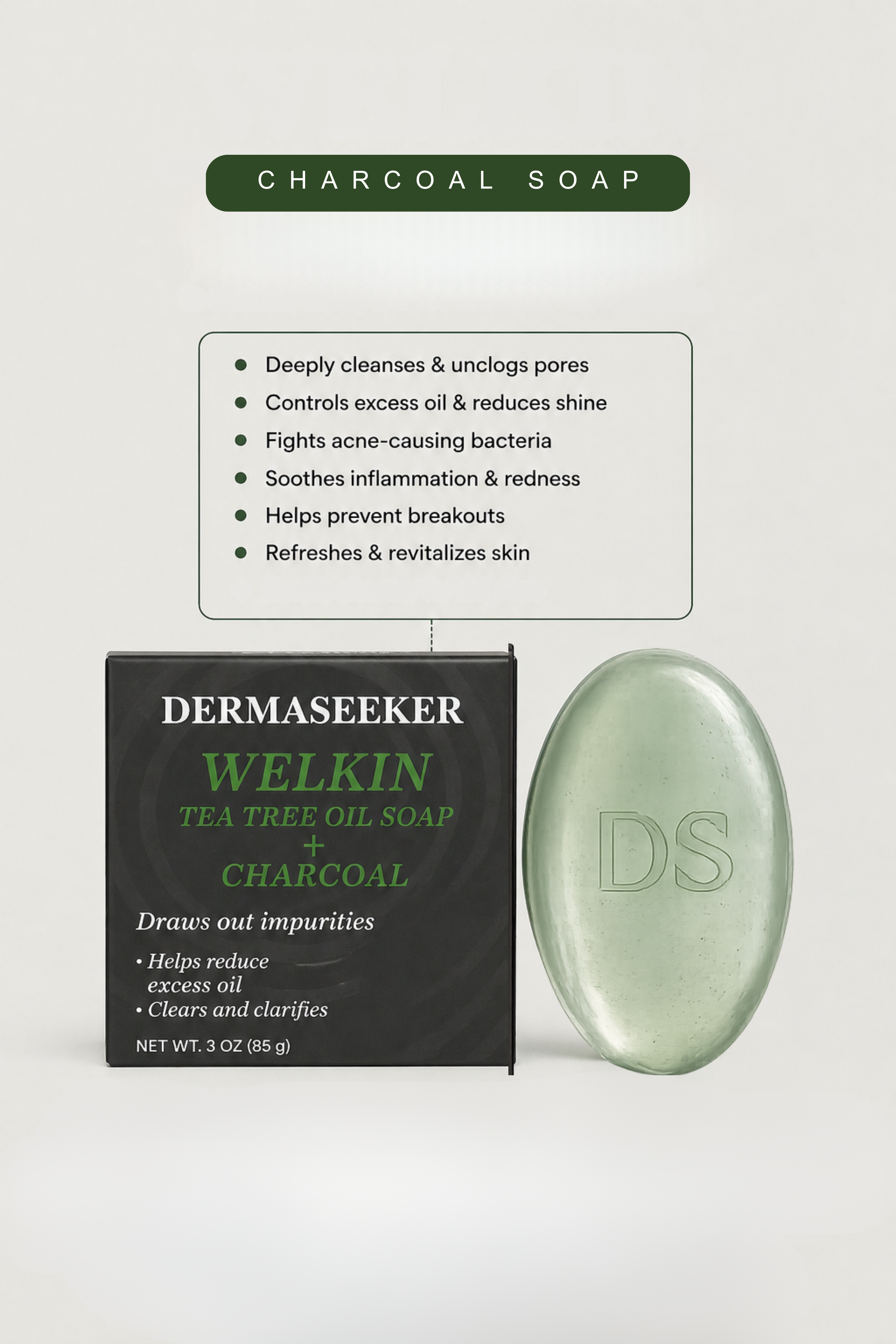 WELKIN - CHARCOAL + TEA TREE OIL SOAP (Pack of 2)