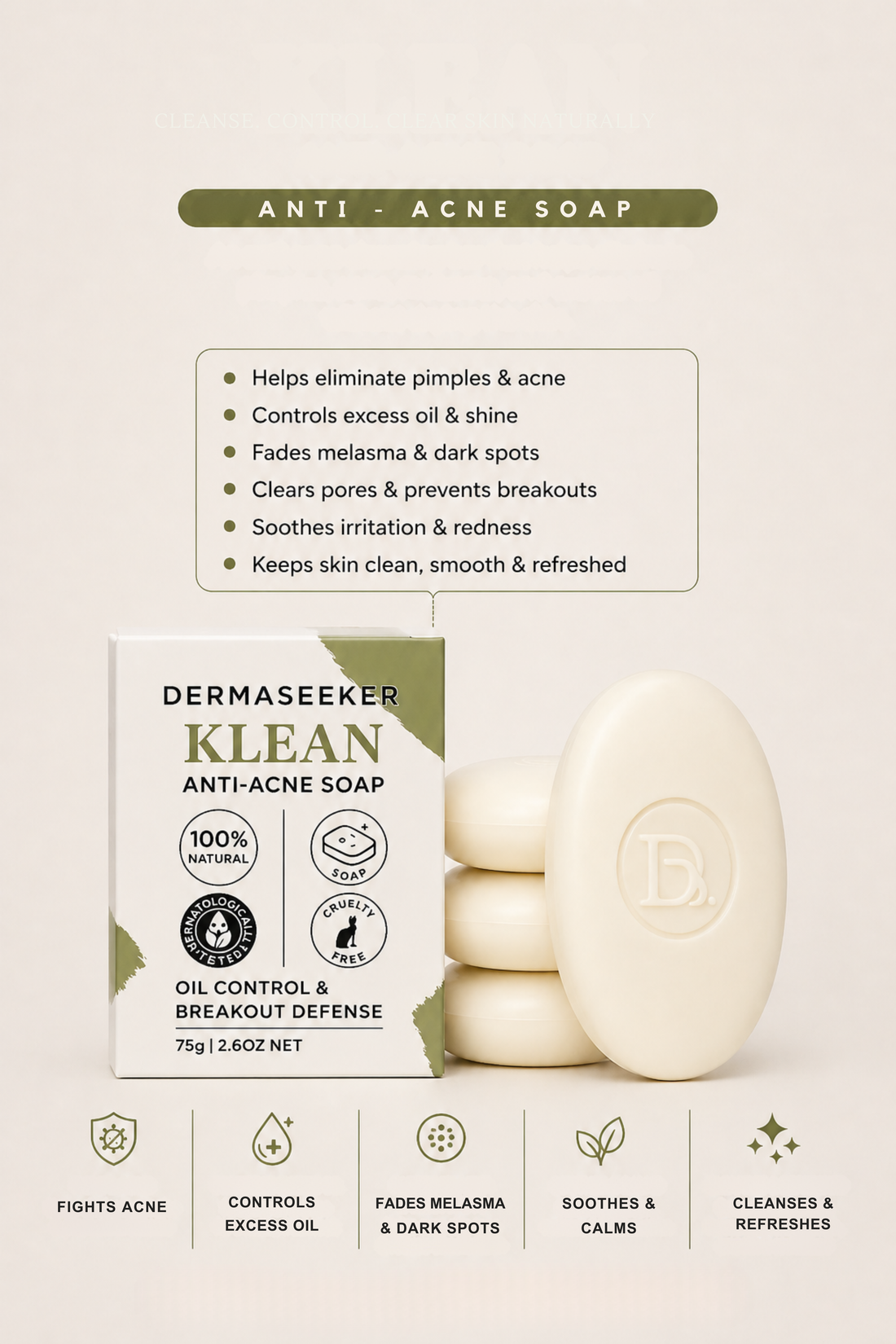 KLEAN |ANTI-ACNE BAR (PACK OF 2)
