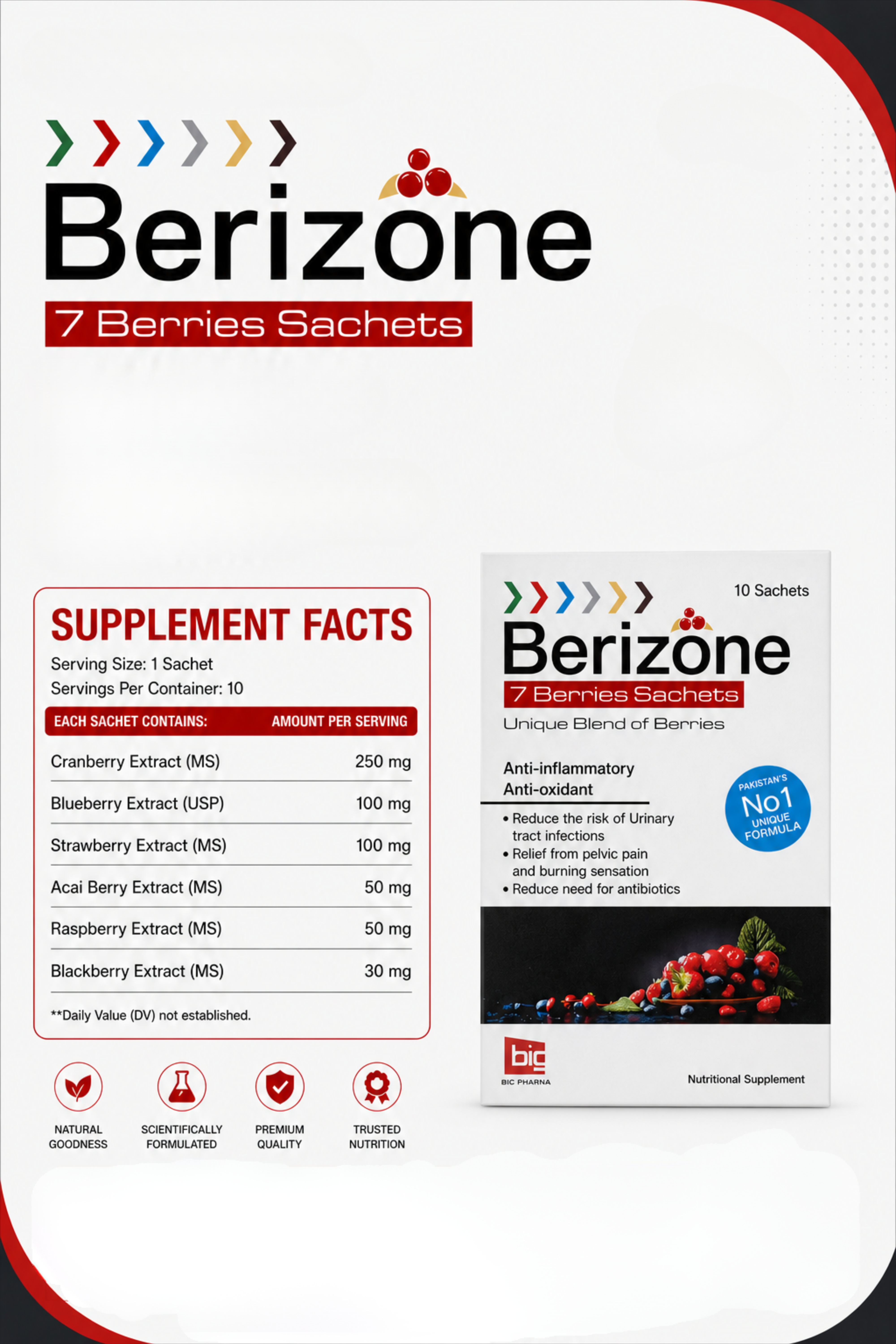 Berizone | Antioxidant support for urinary tract and wellness sachet
