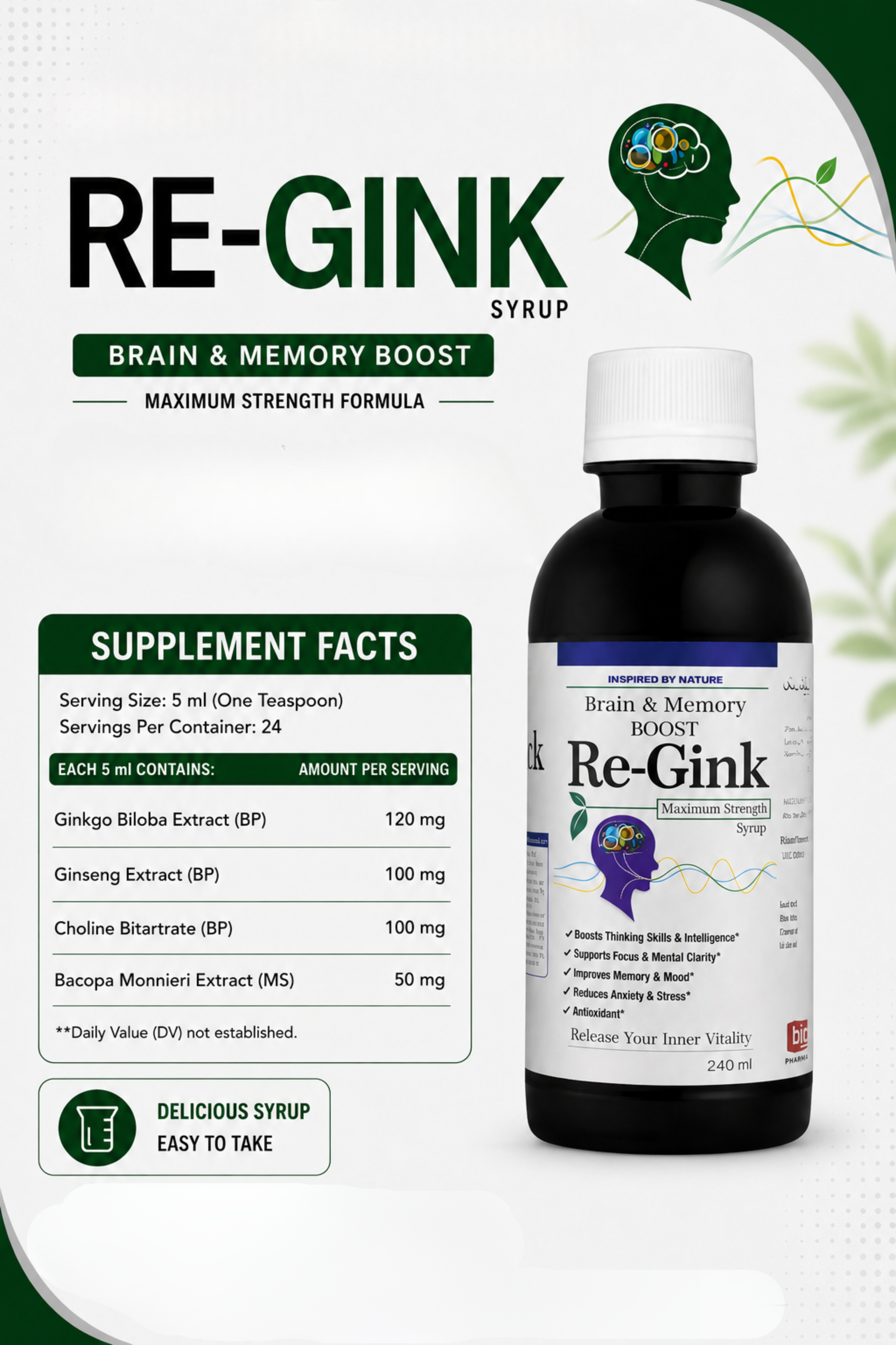 Re-Gink | Brain function and focus enhancement syrup