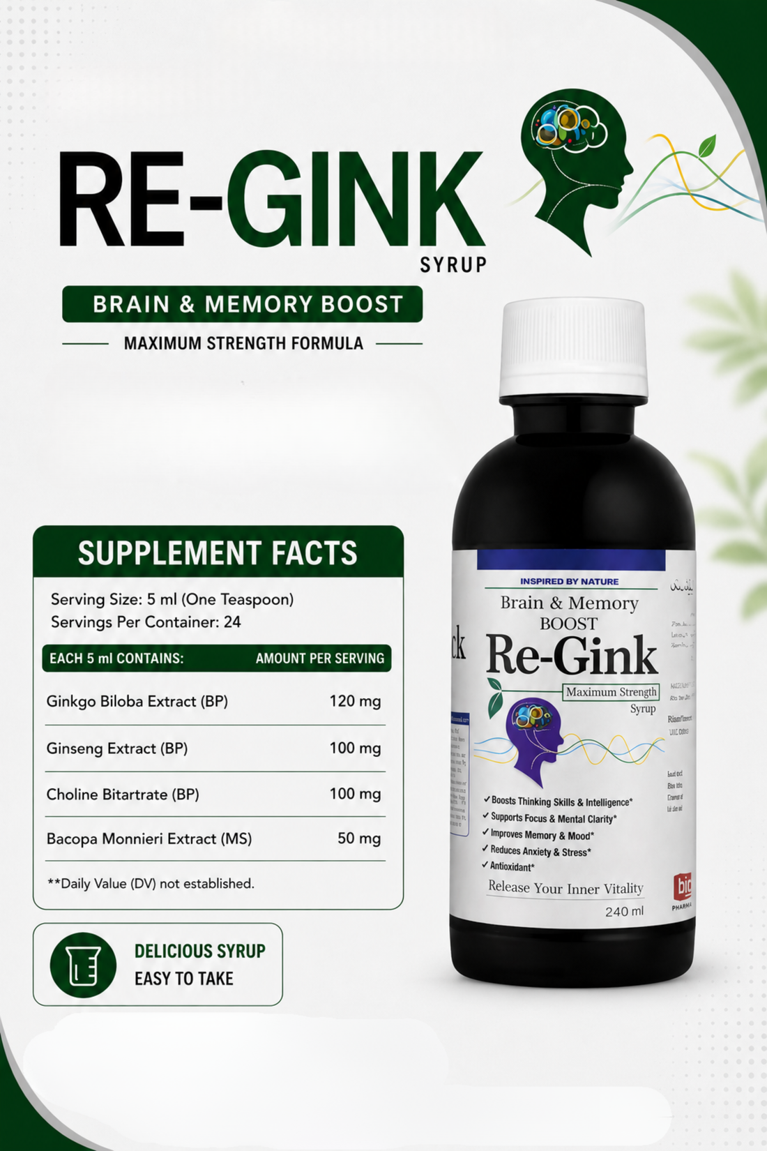 Re-Gink | Brain function and focus enhancement syrup