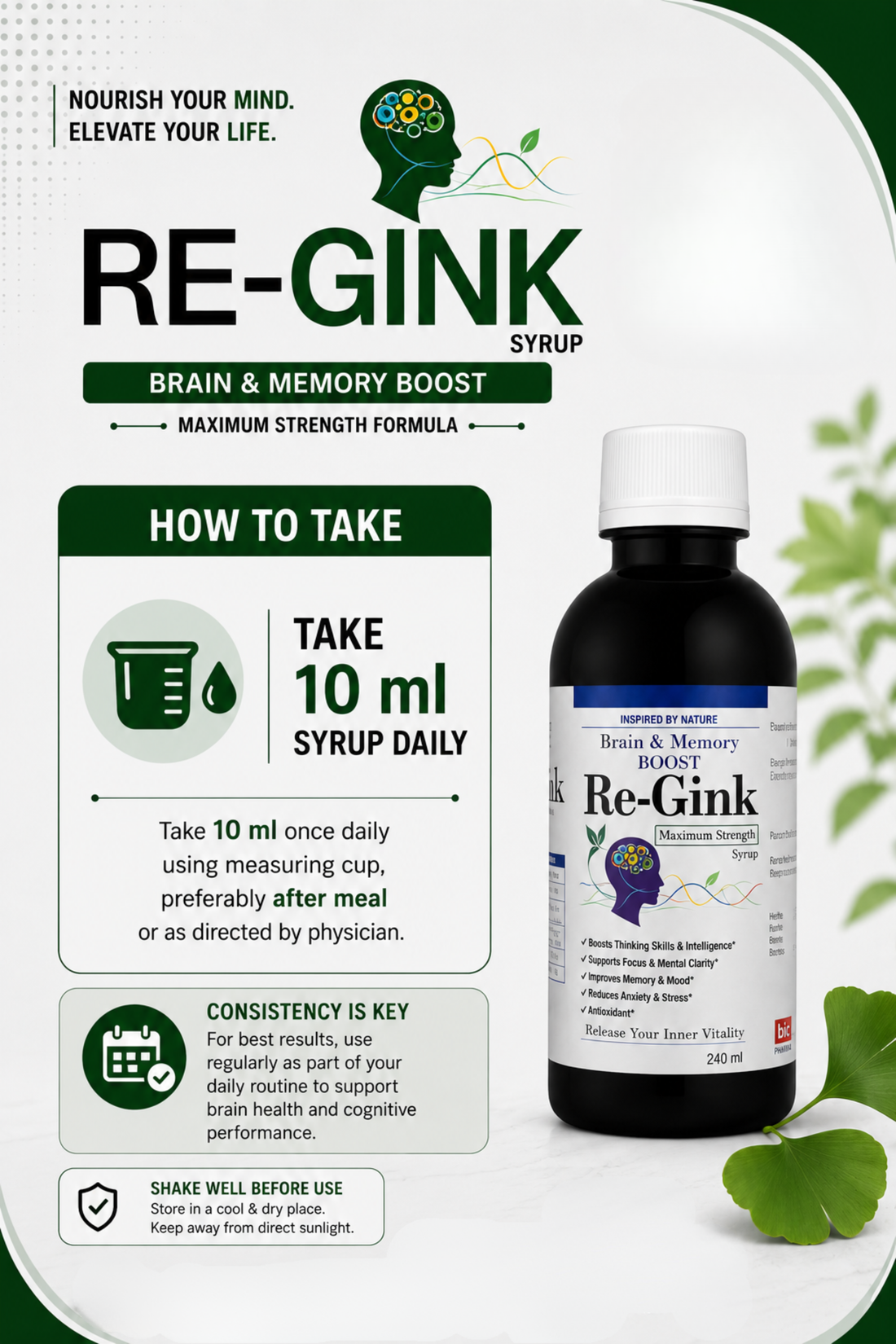 Re-Gink | Brain function and focus enhancement syrup