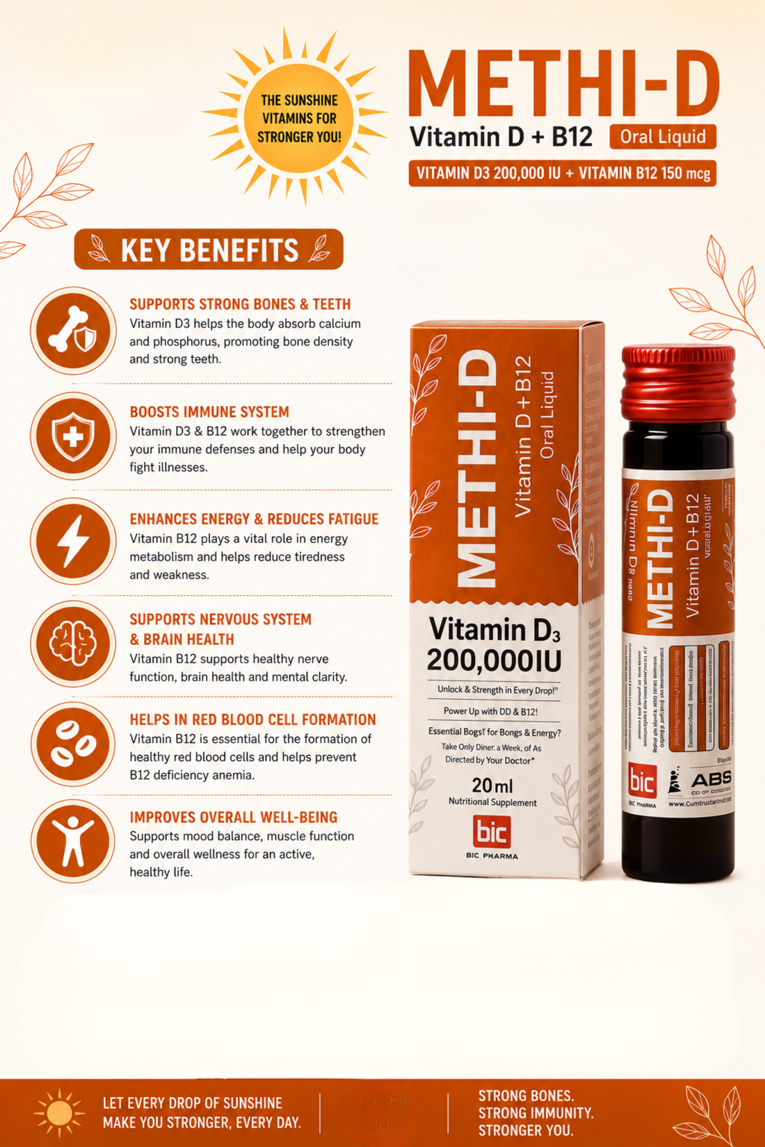 METHI-D (vitamin D 200,000 IU + B12) Bundle of 3