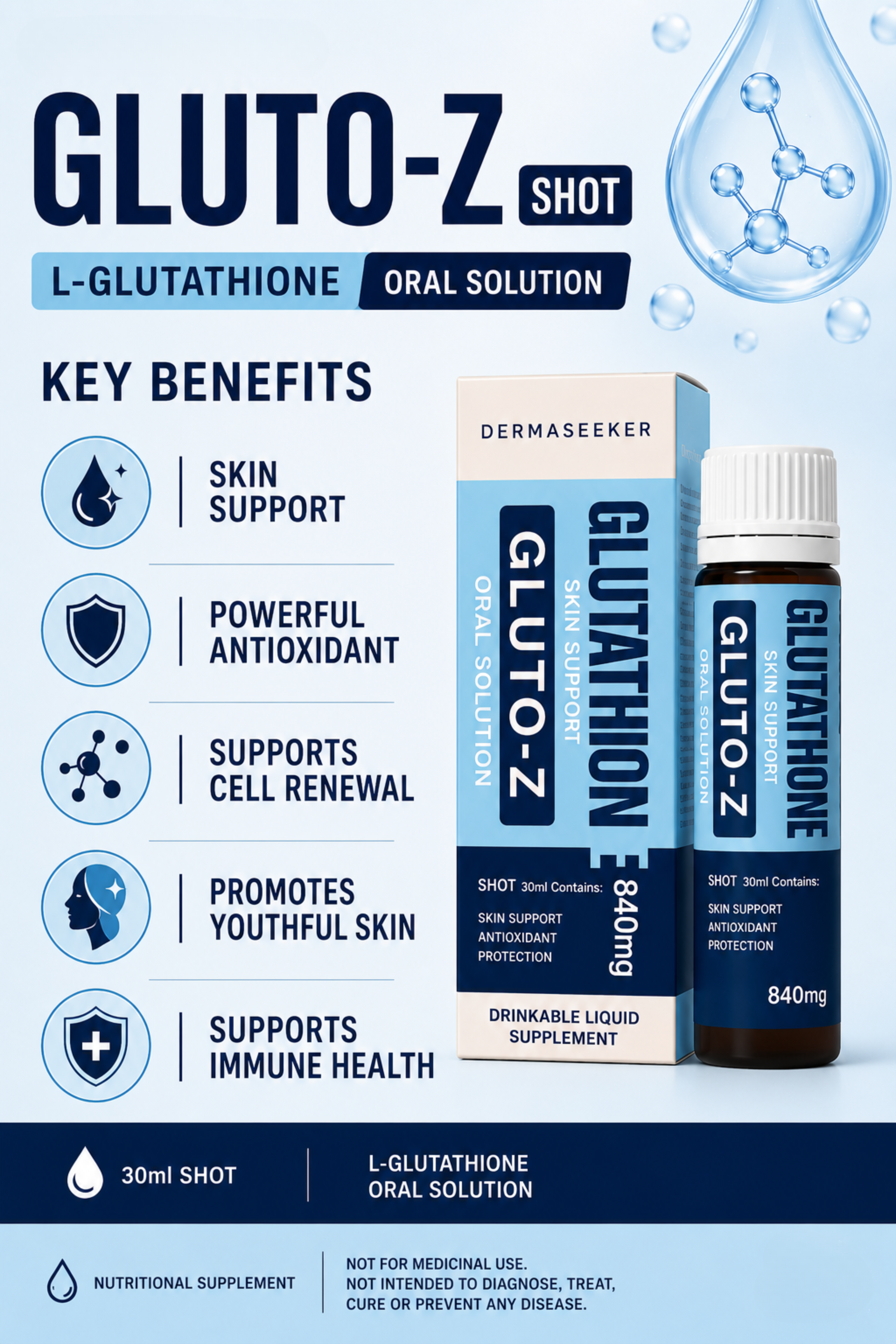 GLUTO-Z | GLUTATHIONE ORAL SHOT 30ML (BUNDLE OF 10)