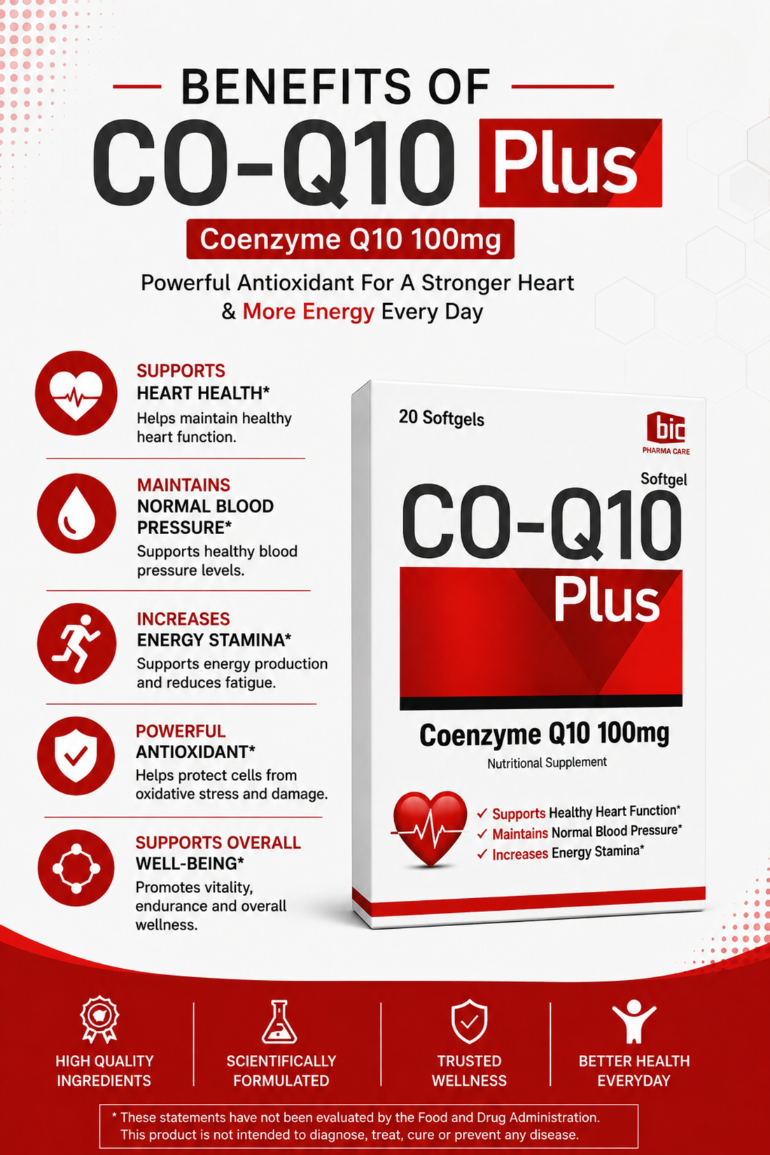 CO-Q10 (100mg) 20 Softgels | Cellular Energy & Vitality Booster