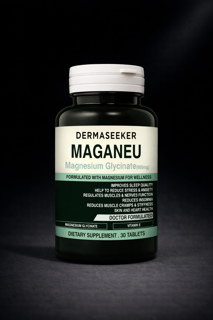 MAGANEU | Magnesium Glycinate + Vitamin E for Improve Sleep, Reduce Anxiety & Stress.